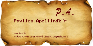 Pavlics Apollinár névjegykártya